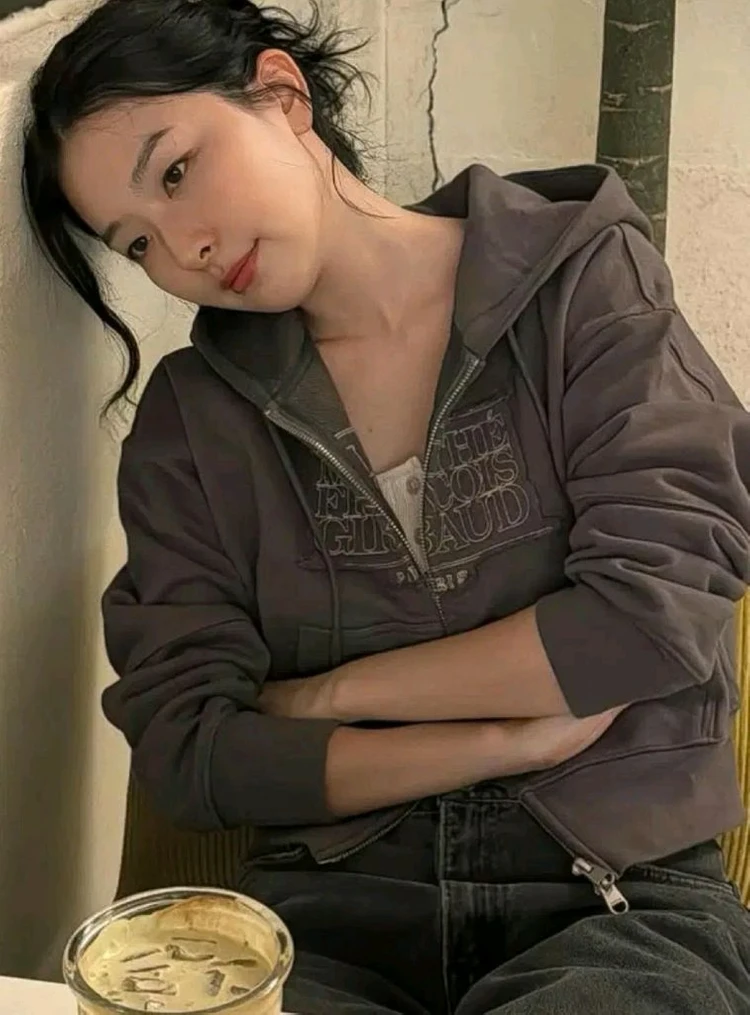 (슬기st) 마리떼 프랑소와 저버 클래식 로고 크롭 후드집업 차콜 (M) 이미지