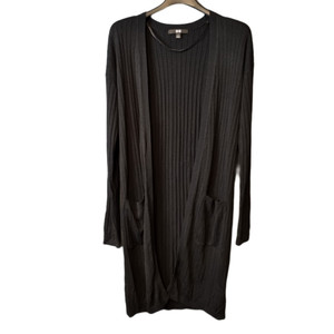 유니클로 여성 블랙 골지 롱 가디건 S 메이커광 이미지