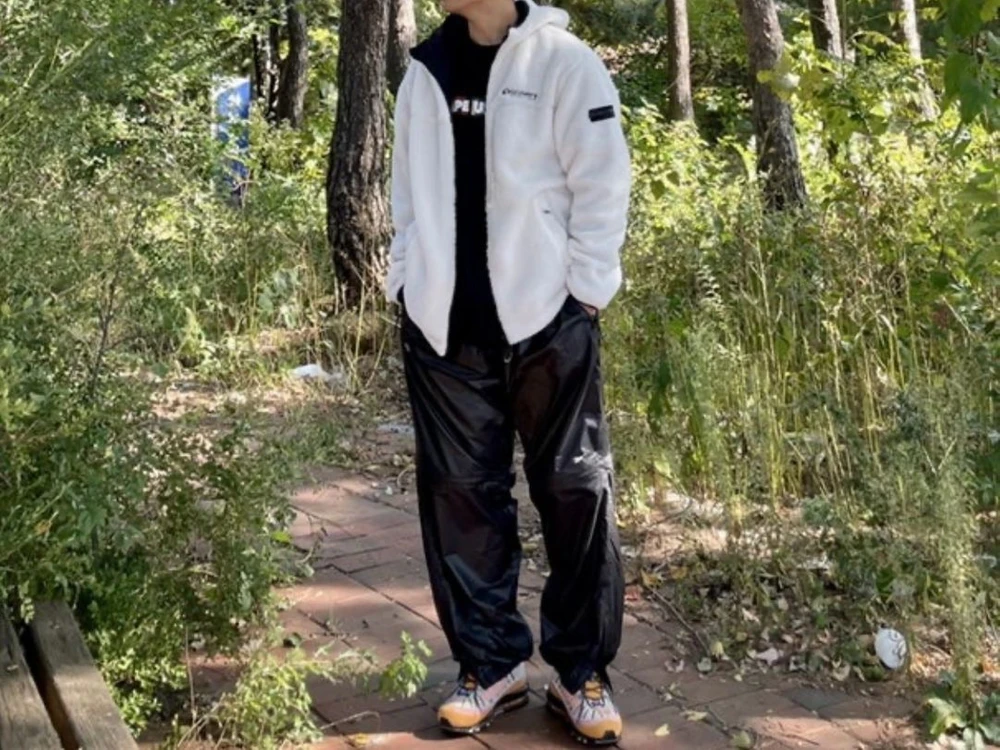 상태좋음)디스커버리.남여공용.양면자켓.리버시블.후리스.플리스.윈드자켓.바람막이.뽀글이.후드.L사이즈.간절기템 이미지