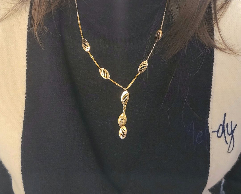 여성)18k 두줄 체인 포인트 목걸이 이미지