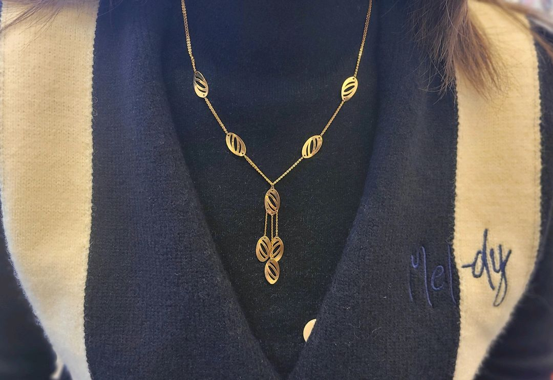 여성)18k 두줄 체인 포인트 목걸이 이미지