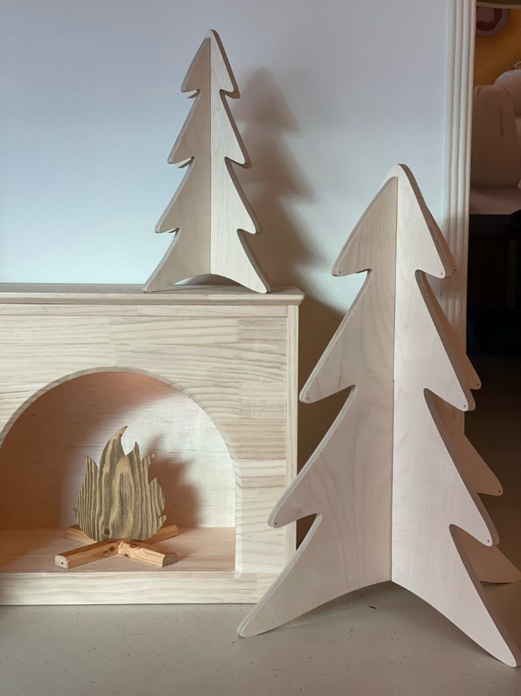 인테리어 소품 우드 벽난로 & 우드 트리 (새제품) 이미지