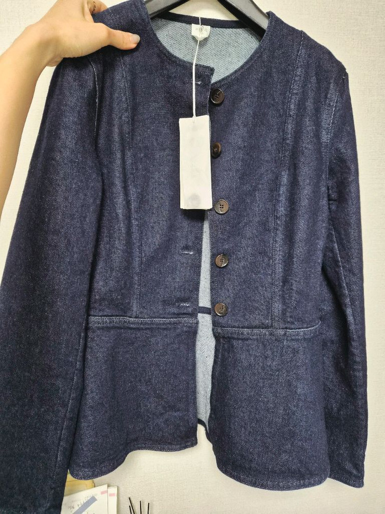 아르켓 데님 청자켓 페플럼 여성 이미지