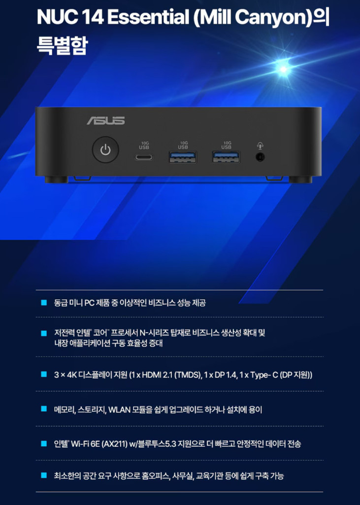 [새재품 / 고성능 미니 PC / 인텔 코어3] ASUS NUC14MNK35 판매 합니다. 이미지