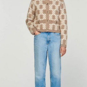 산드로 SANDRO 니트 가디건 2사이즈 자가드 패턴 금장버튼 이미지