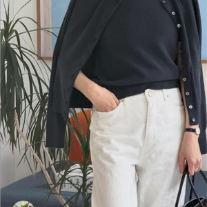 스와니에 캐시미어 니트 가디건 네이비, 쎄모먼 이미지