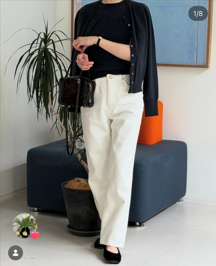 스와니에 캐시미어 니트 가디건 네이비, 쎄모먼 이미지