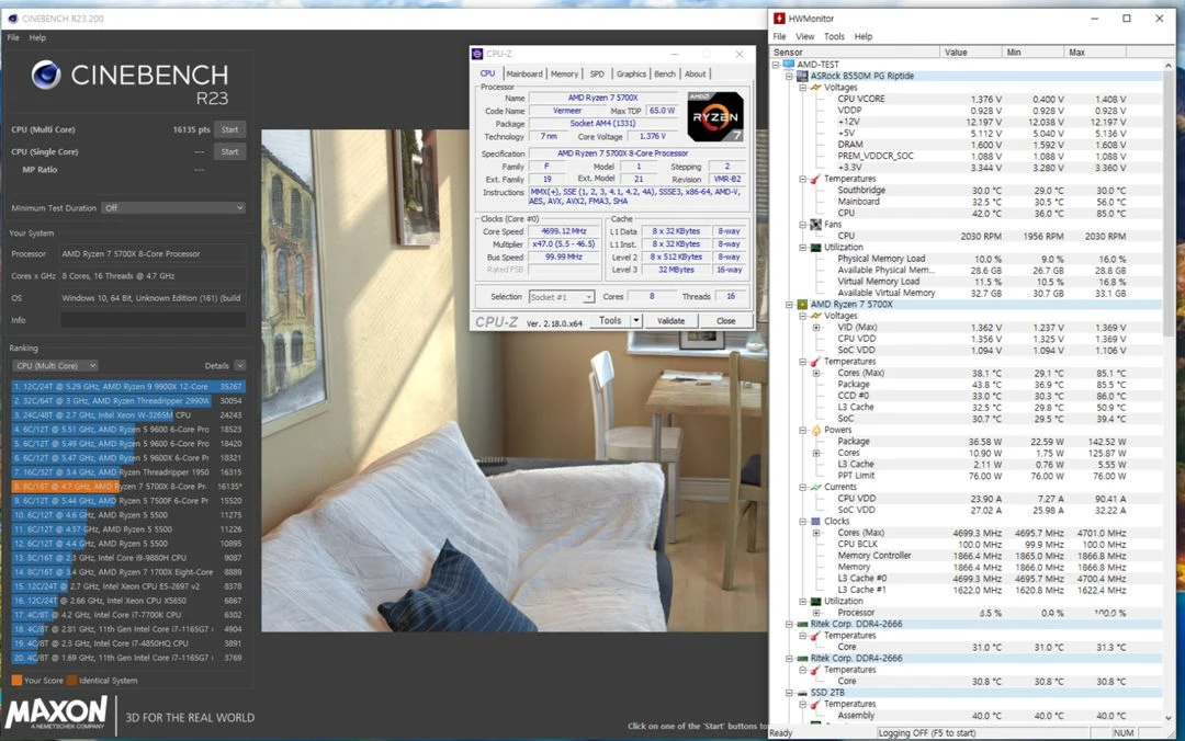 AMD 라이젠7 5700X 4.8GHz 고수율 CPU 이미지
