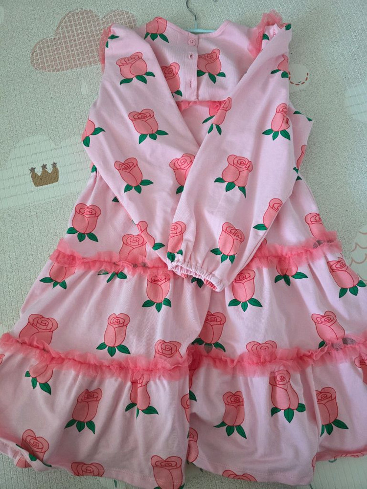 (미착용) 베베드피노 로즈 튜튜 프릴 원피스130+니삭스120세트 이미지