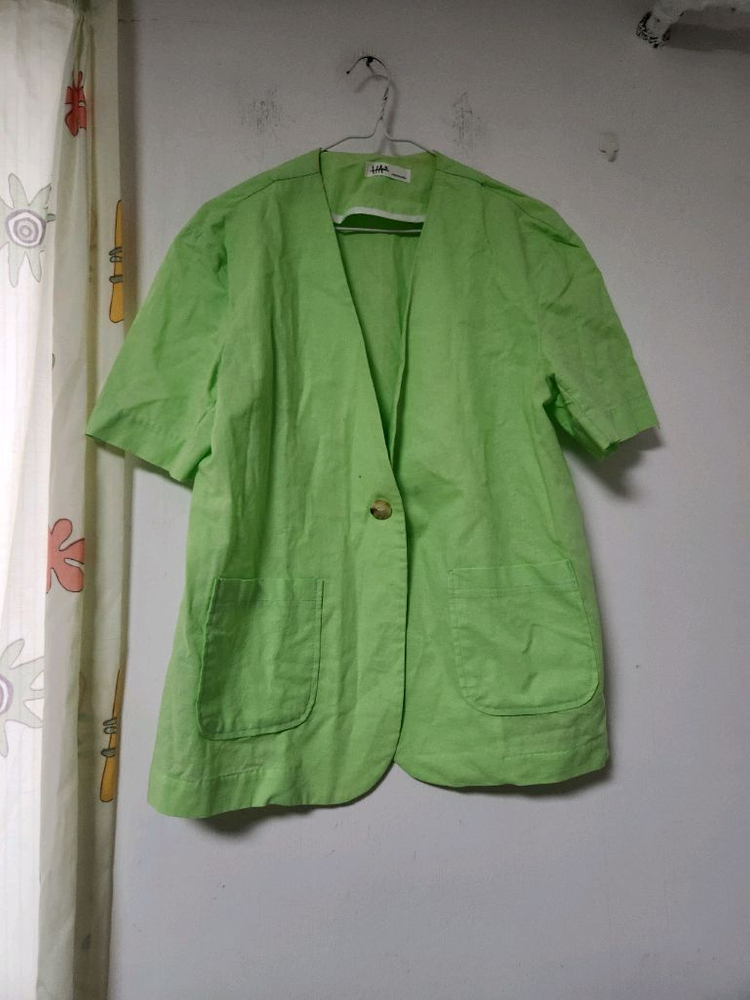 이벤트 무대용 HAAL 라임색 반팔 린넨 자켓 88 이미지