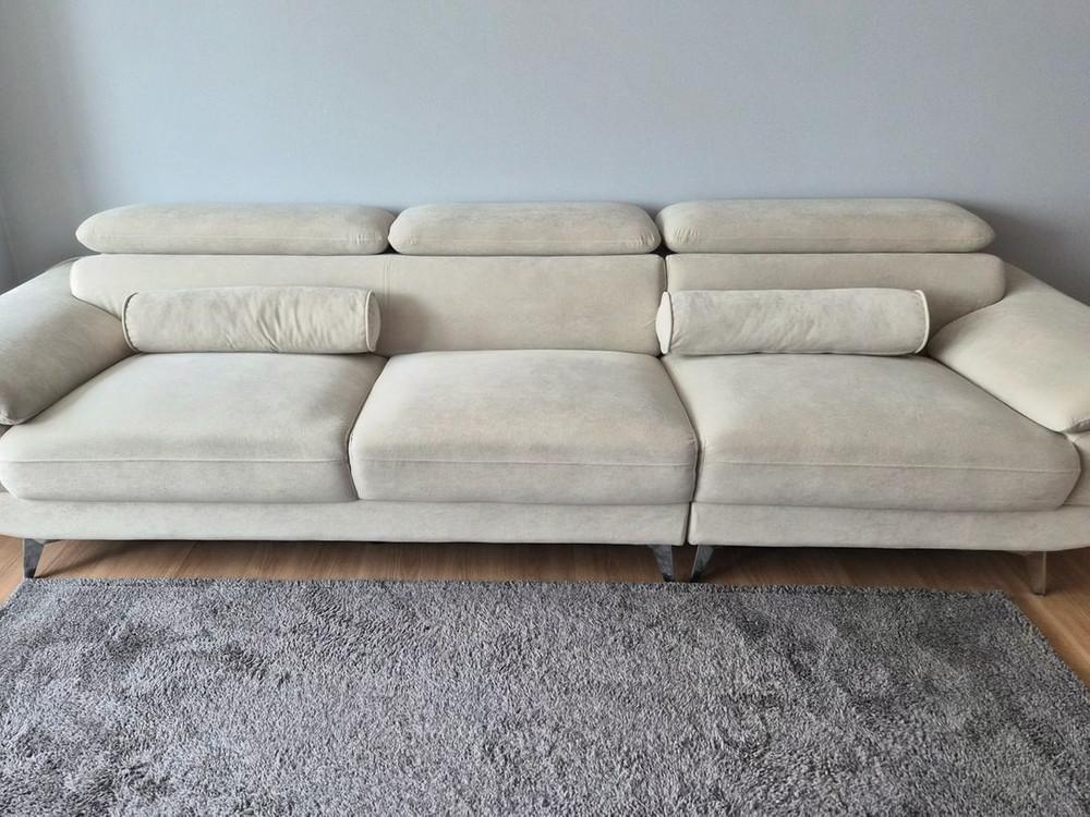 모던한 패브릭 4인용 카우치 소파 (아이보리) 이미지