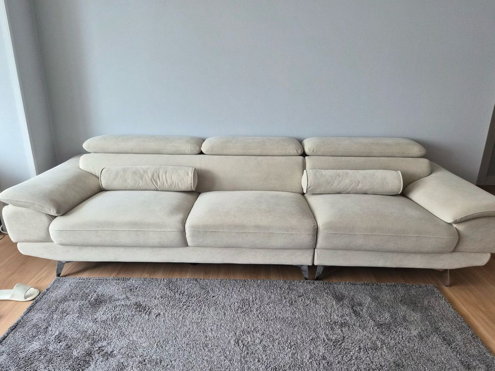 모던한 패브릭 4인용 카우치 소파 (아이보리) 이미지