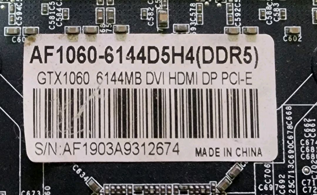 GTX1060 6GB (AFOX) 그래픽카드 팝니다.(상태양호/박스없음) 이미지