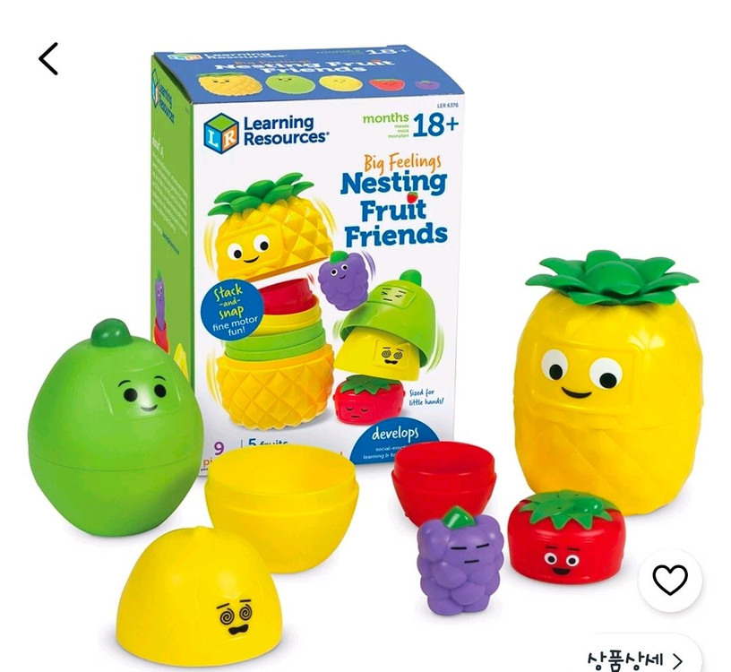 러닝리소스 빅필링 과일친구들 쌓기, 마트료시카 + 몬테소리 시계 원목 교구 이미지