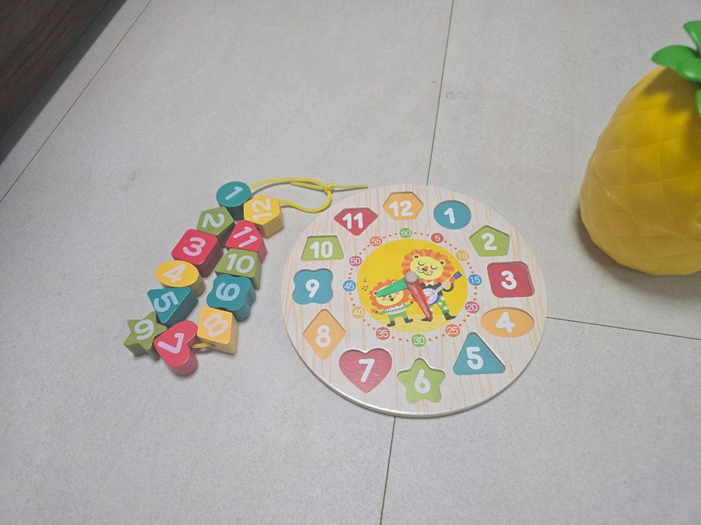 러닝리소스 빅필링 과일친구들 쌓기, 마트료시카 + 몬테소리 시계 원목 교구 이미지