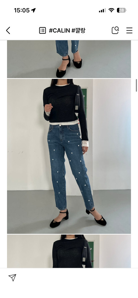 꺌랑 김현정 루피움 진주바지 / 안입었어청바지 / 워싱피그먼트 3 새상품 이미지