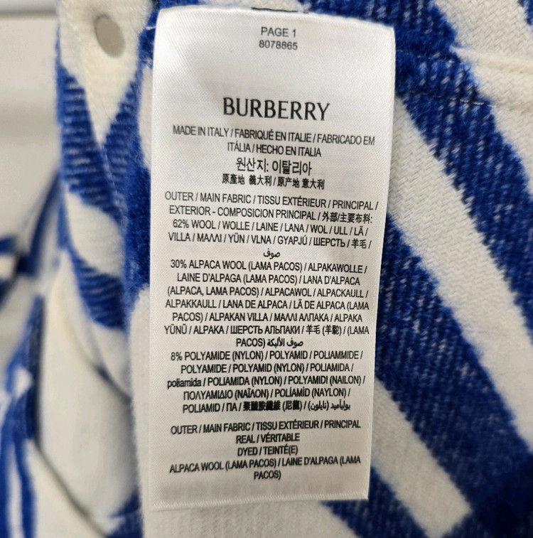 버버리 체크 울 블렌드 오버셔츠 xs사이즈 100 105 판매 이미지