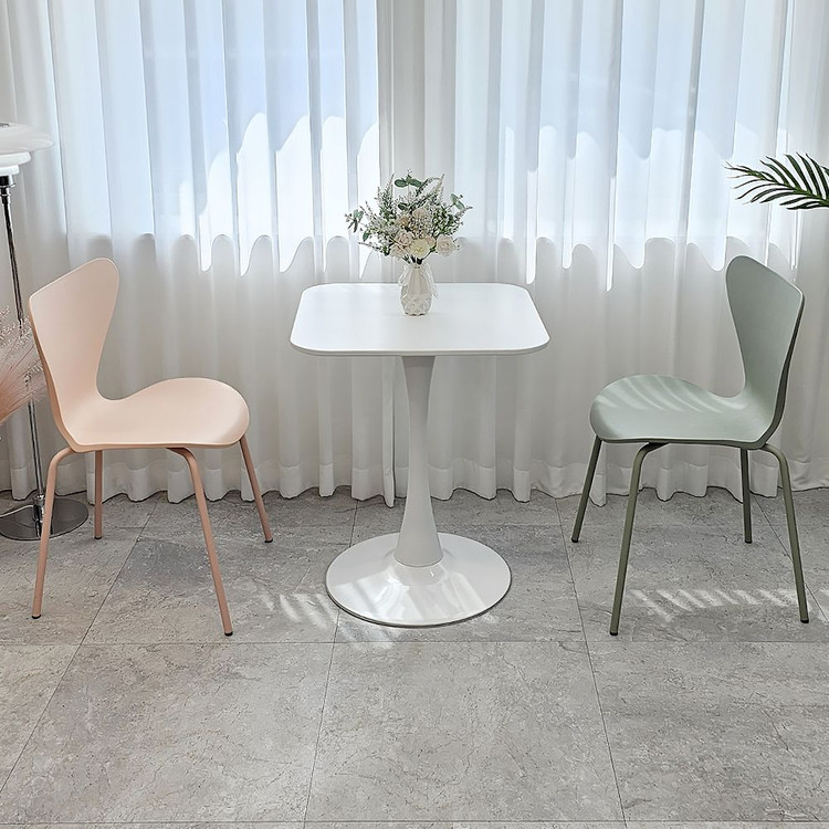 라운드 사각 화이트테이블, 사각 티테이블, 올화이트 테이블, 카페테이블, 카페식탁, 원형테이블, 다이닝테이블 이미지