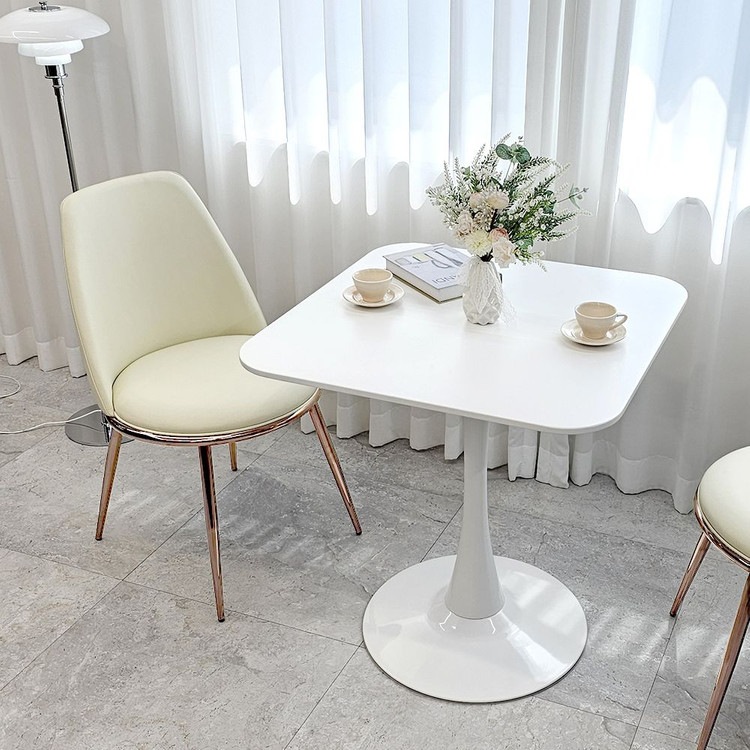 라운드 사각 화이트테이블, 사각 티테이블, 올화이트 테이블, 카페테이블, 카페식탁, 원형테이블, 다이닝테이블 이미지