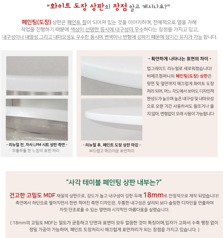 라운드 사각 화이트테이블, 사각 티테이블, 올화이트 테이블, 카페테이블, 카페식탁, 원형테이블, 다이닝테이블 이미지