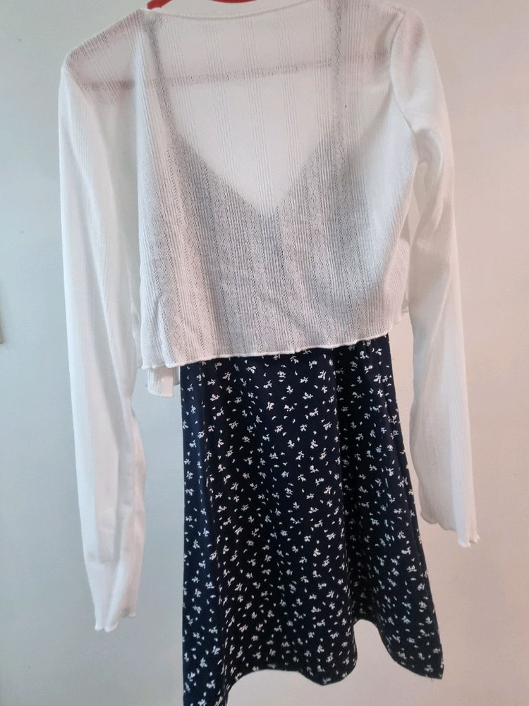 뷔스티에 미니원피스+가디건 세트 키작녀원피스 끈나시원피스 크롭긴팔 가디건 이미지