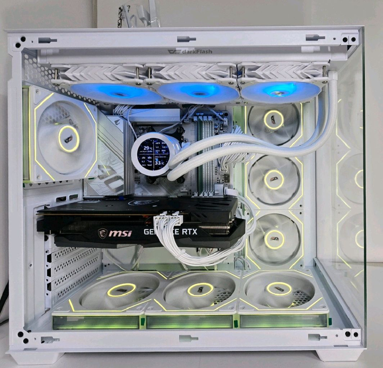 (새제품 반본체 수랭 화이트)9800X3D, B850M WIFI, 수랭쿨러, 방송게이밍컴퓨터본체 이미지