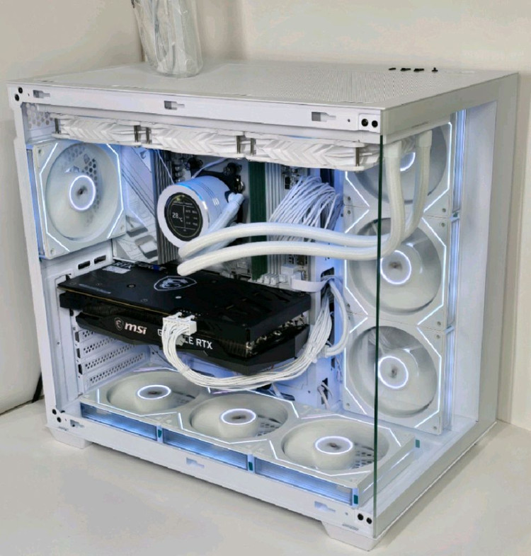 (새제품 반본체 수랭 화이트)9800X3D, B850M WIFI, 수랭쿨러, 방송게이밍컴퓨터본체 이미지