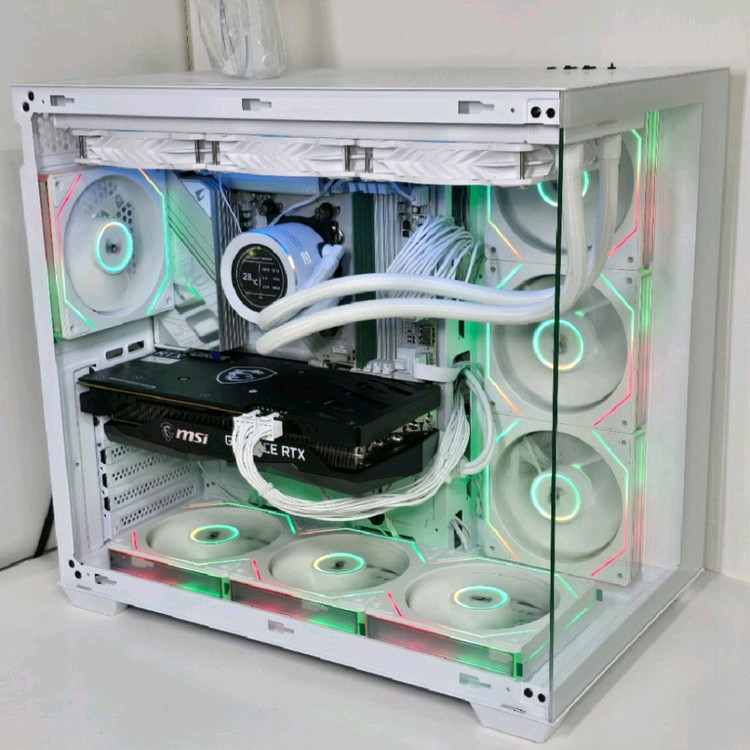 (새제품 반본체 수랭 화이트)9800X3D, B850M WIFI, 수랭쿨러, 방송게이밍컴퓨터본체 이미지