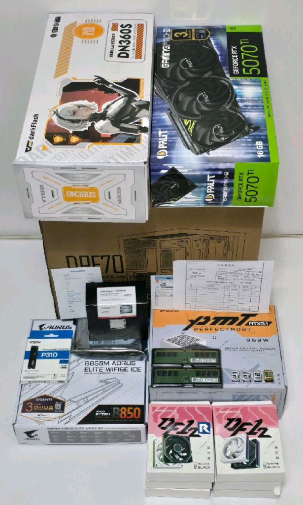 (새제품 반본체 수랭 화이트)9800X3D, B850M WIFI, 수랭쿨러, 방송게이밍컴퓨터본체 이미지