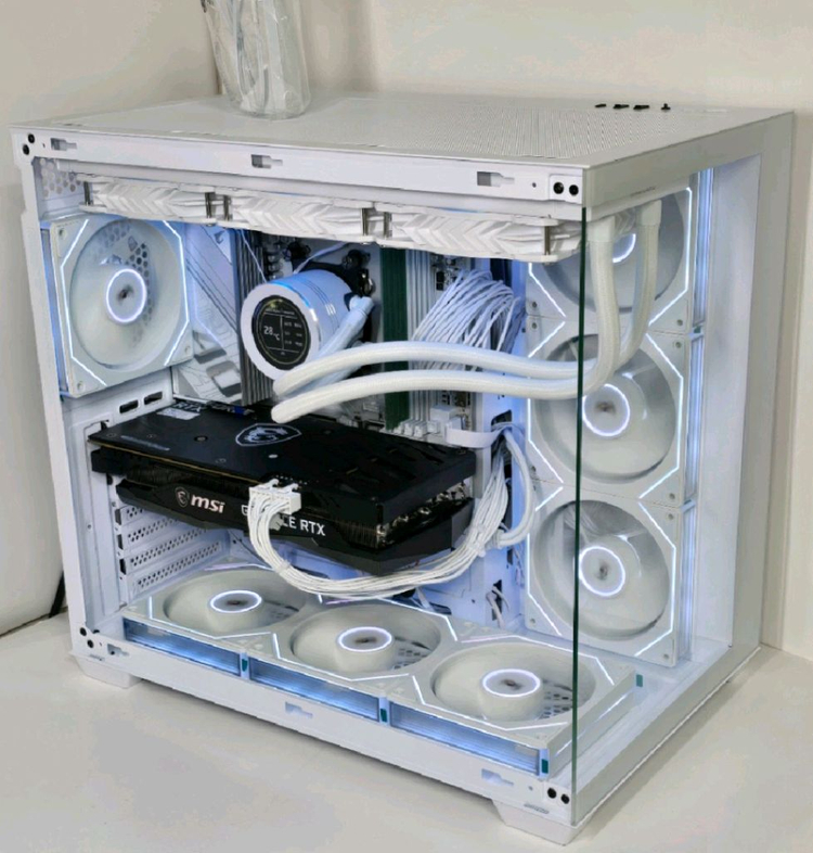 (새제품 반본체 수랭 화이트)9800X3D, B850M WIFI, 수랭쿨러, 방송게이밍컴퓨터본체 이미지