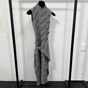 발렌시아가 로고 프린트 랩 민소매 원피스 이미지