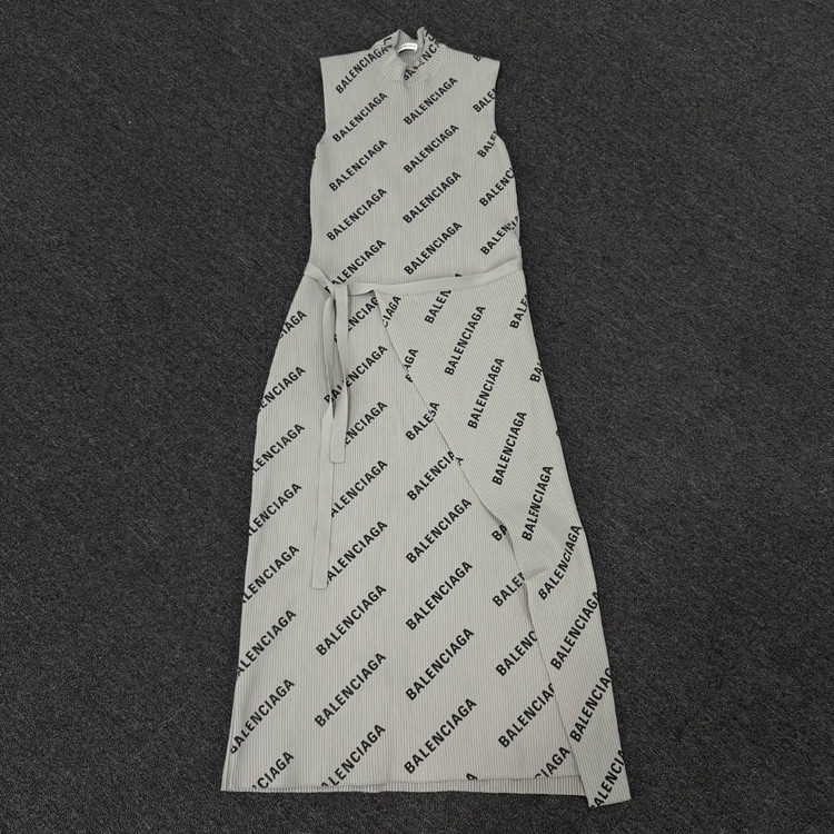 발렌시아가 로고 프린트 랩 민소매 원피스 이미지