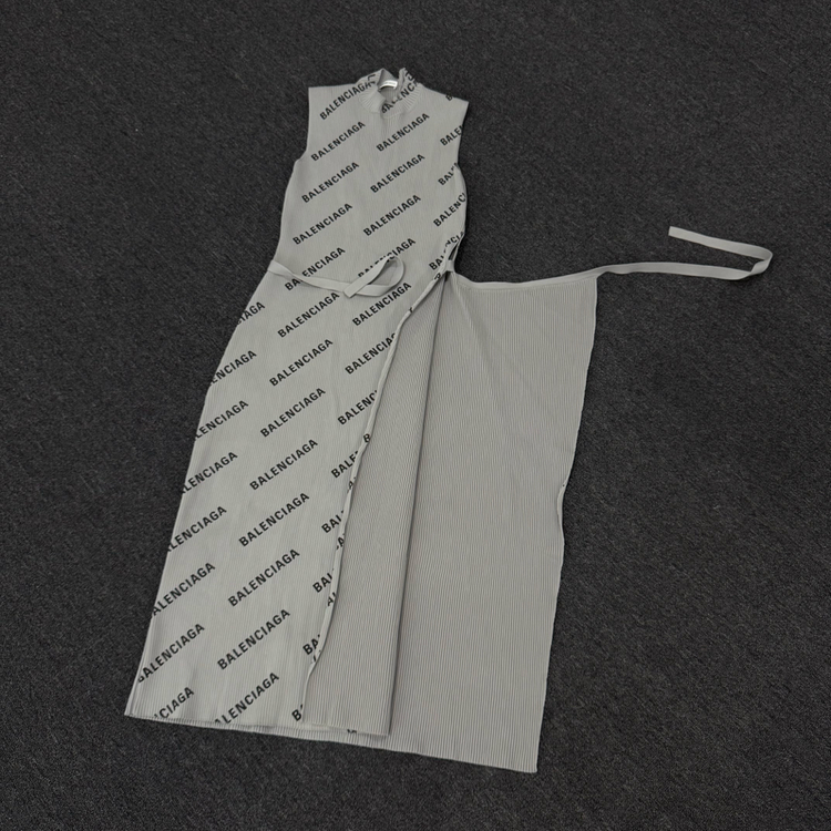 발렌시아가 로고 프린트 랩 민소매 원피스 이미지