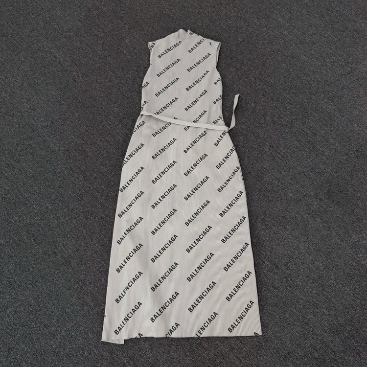 발렌시아가 로고 프린트 랩 민소매 원피스 이미지