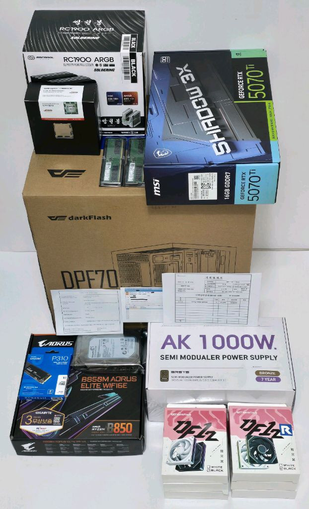 (새제품 반본체 블랙)9800X3D, B850M WIFI, 1000W, 공랭최강, 방송게이밍컴퓨터본체 이미지