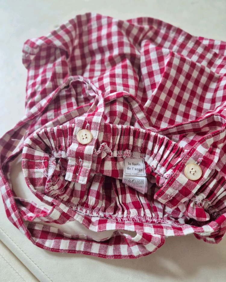 여아 퍼프 소매티 L , 체크 스커트 120 일괄 이미지