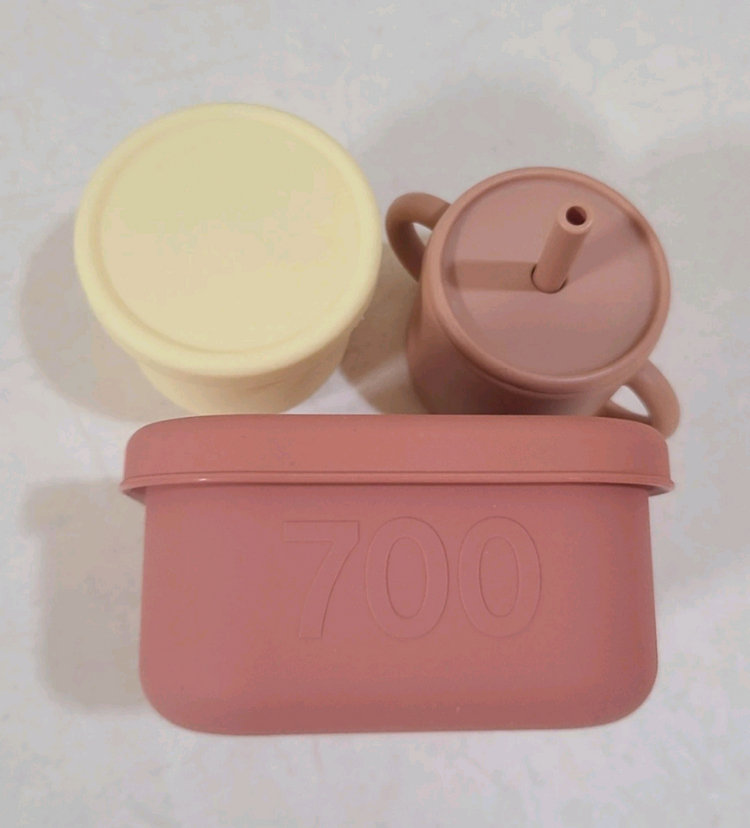 홍스파파 실리콘 이유식 용기 반찬통 빨대컵 세트 이미지