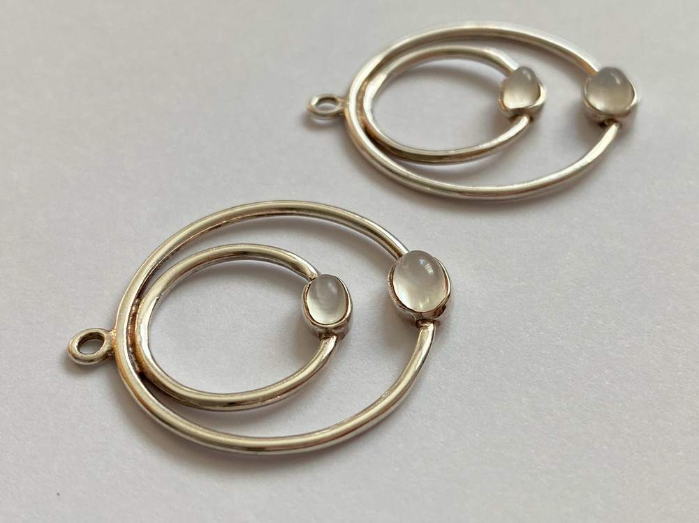 판도라 문스톤 은귀걸이 컴포즈 포스트 2쌍 포함 세트 pandora compose 원석귀걸이 목걸이 이미지