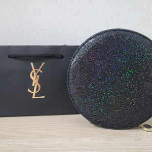 정품) 입생로랑 블랙 펄 원형 파우치 (코스메틱) 이미지
