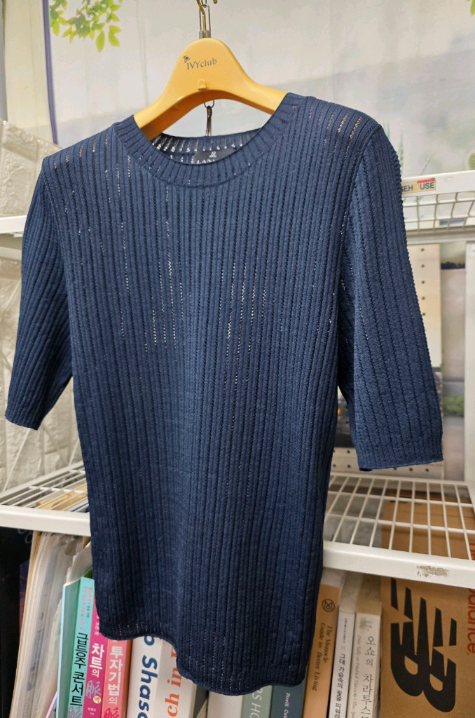 랑방 여성 반팔니트 90 리브 라운드넥 여름니트반팔티 WM78 이미지