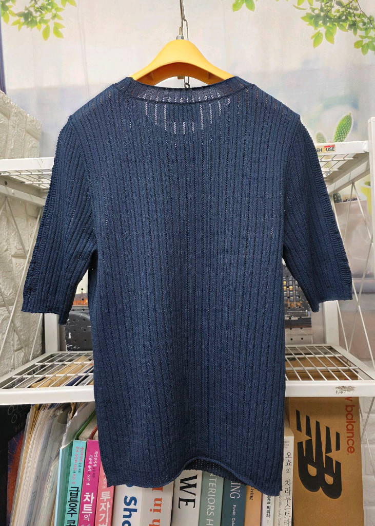 랑방 여성 반팔니트 90 리브 라운드넥 여름니트반팔티 WM78 이미지