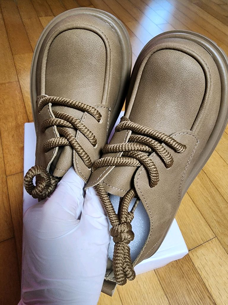 새상품) 6cm 키높이 통굽 여름 로퍼 구두 240 245 브라운 둥근코 이미지