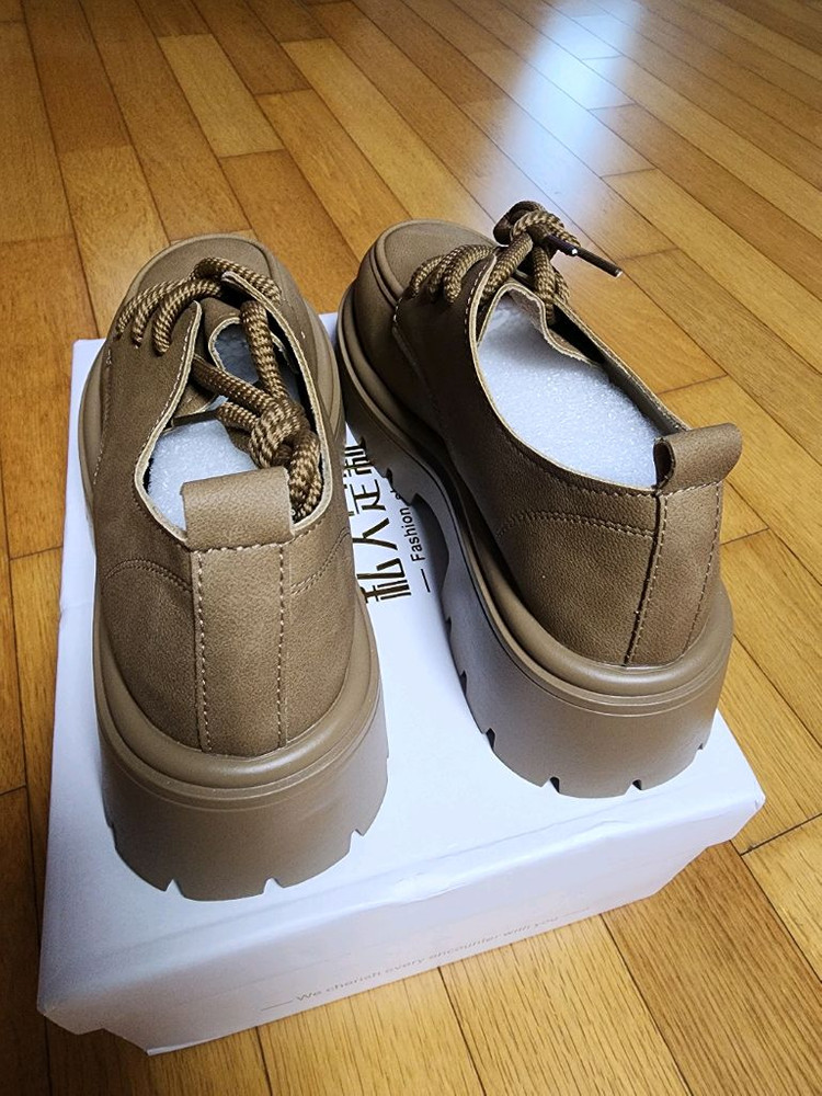새상품) 6cm 키높이 통굽 여름 로퍼 구두 240 245 브라운 둥근코 이미지