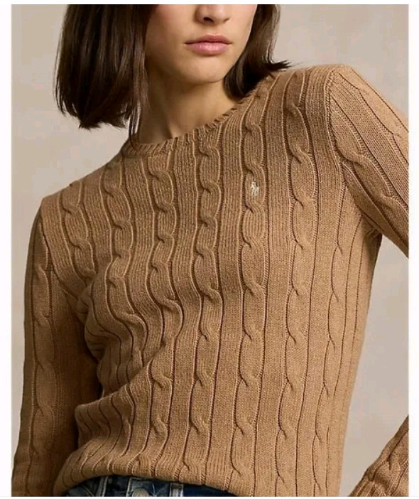 폴로 랄프로렌 케이블니트 케이블스웨터 카멜S 현대백화점 코튼 크루넥스웨터 이미지