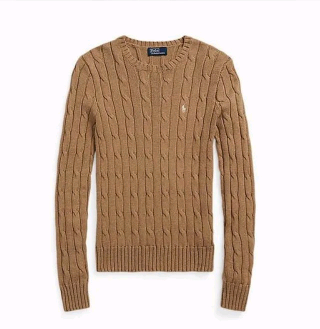 폴로 랄프로렌 케이블니트 케이블스웨터 카멜S 현대백화점 코튼 크루넥스웨터 이미지