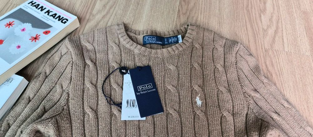 폴로 랄프로렌 케이블니트 케이블스웨터 카멜S 현대백화점 코튼 크루넥스웨터 이미지