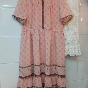 givy 핑크 플라워 패턴 롱 원피스 m정도 이미지