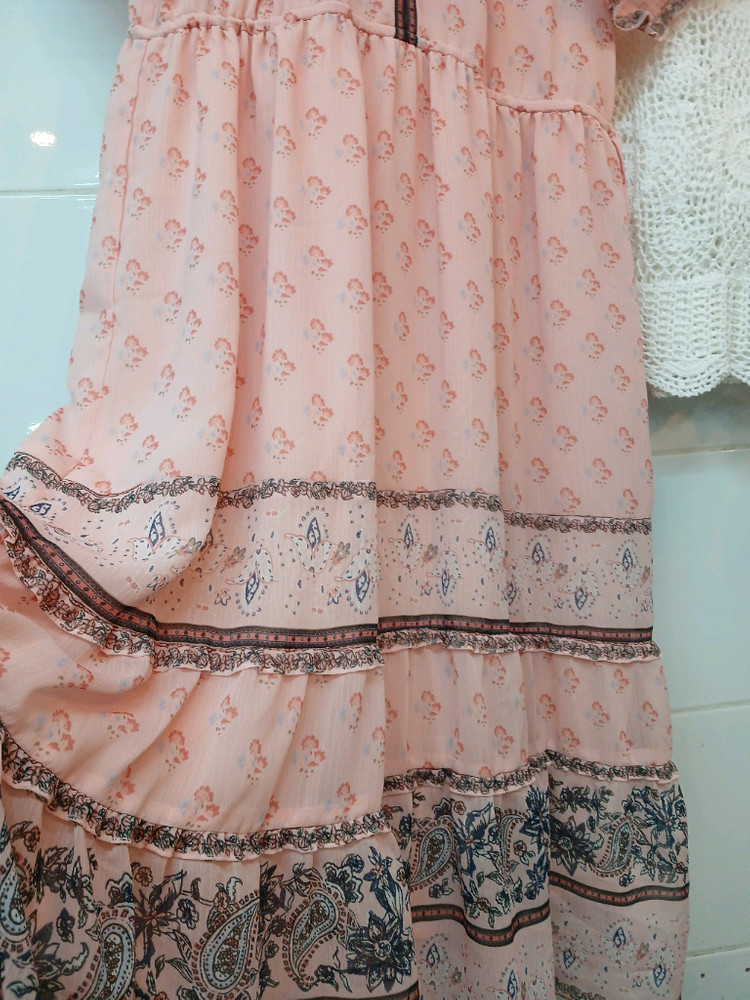 givy 핑크 플라워 패턴 롱 원피스 m정도 이미지