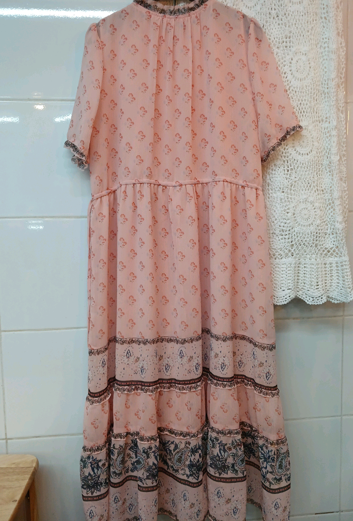 givy 핑크 플라워 패턴 롱 원피스 m정도 이미지