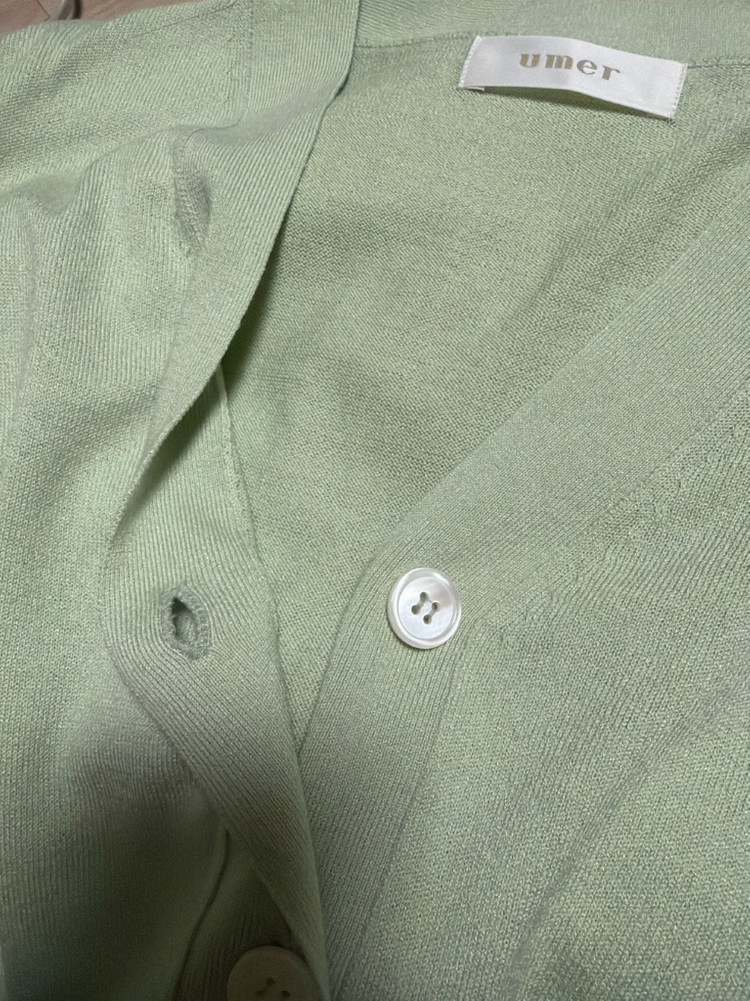 유메르 umer 스트링 반팔 니트 롱 원피스 민트 초록색여름끈가디건연두 이미지